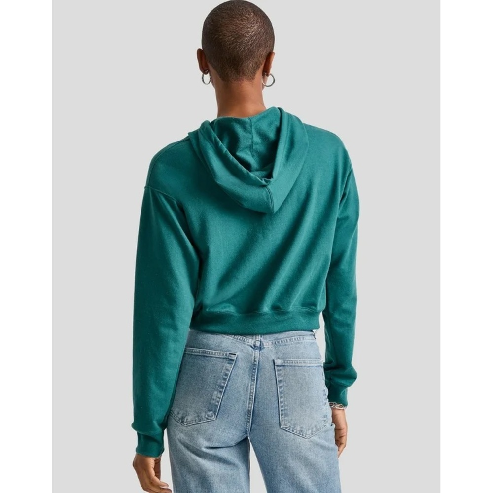 🧿PRICE FIRM🧿 HANES crop top Teal Hoodie for Women - Picture 4 of 14
